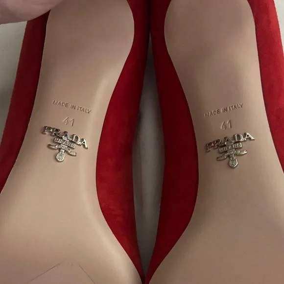 Prada Scarlet Suede Heels - Picture 5 of 7